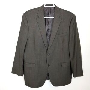 Lauren Ralph Lauren Men 100% Wool Houndstooth Blazer Jacket Sz 46 L Gray Sport